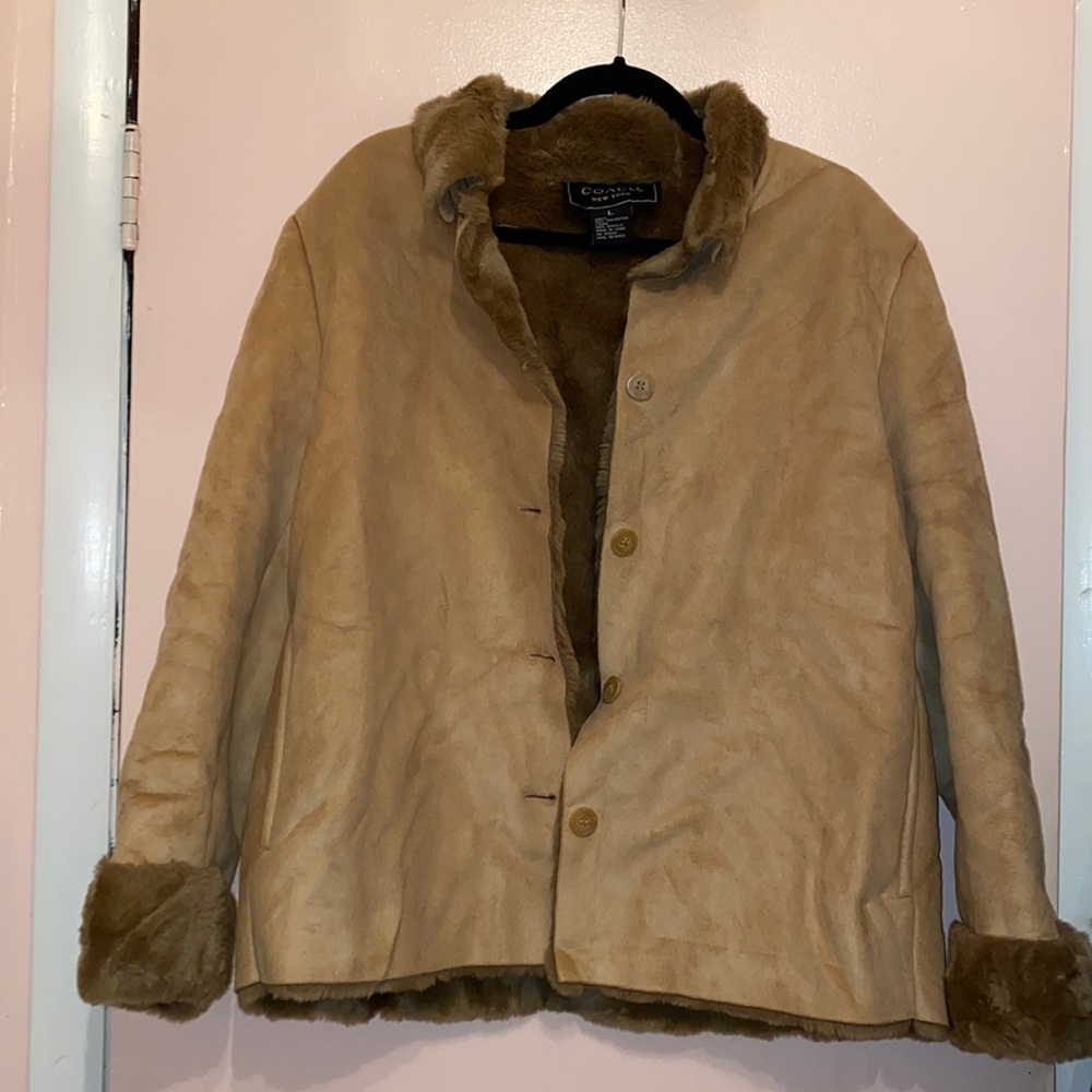 Coaco New York Tan Faux Fur Lined Suede Shearling Jacket